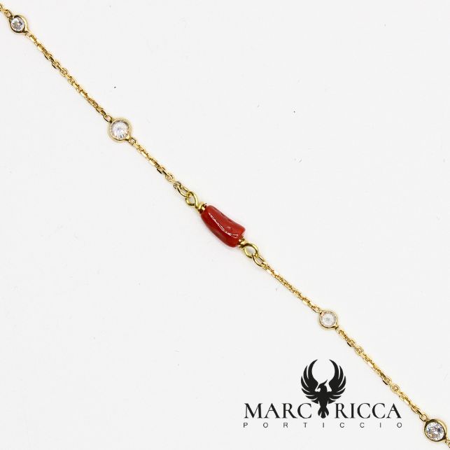Bracelet Vermeil Corail et Zirconium