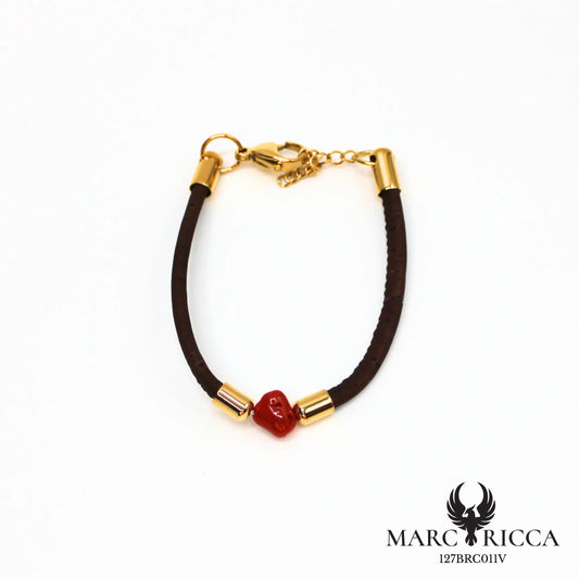 Bracelet liège et corail en acier