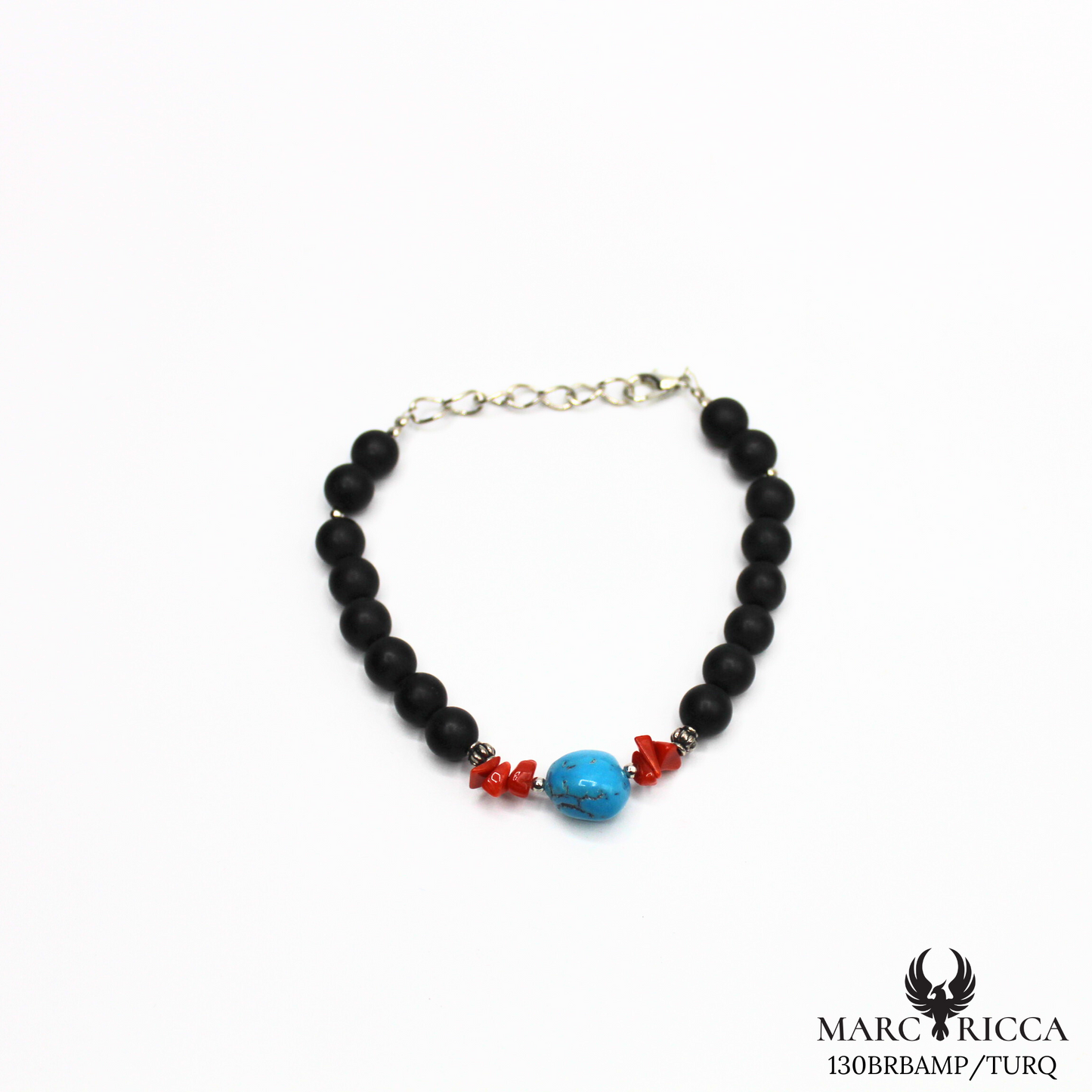 Bracelet acier corail et turquoise