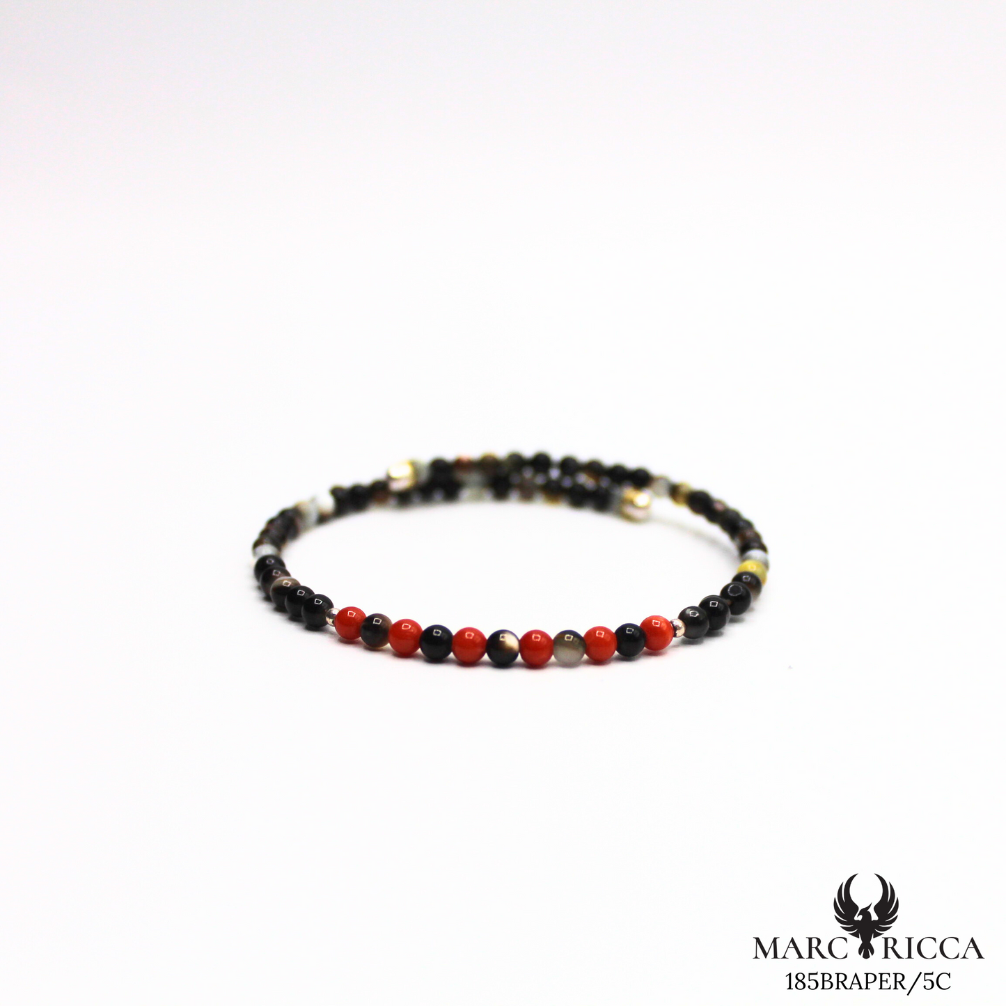Bracelet Jonc Argent Corail, Pierre de lune & Œil du Tigre