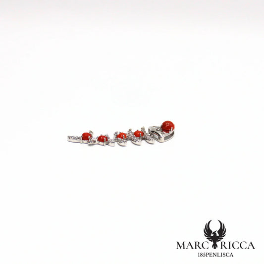 Pendentif poisson corail vermeil et zirconium