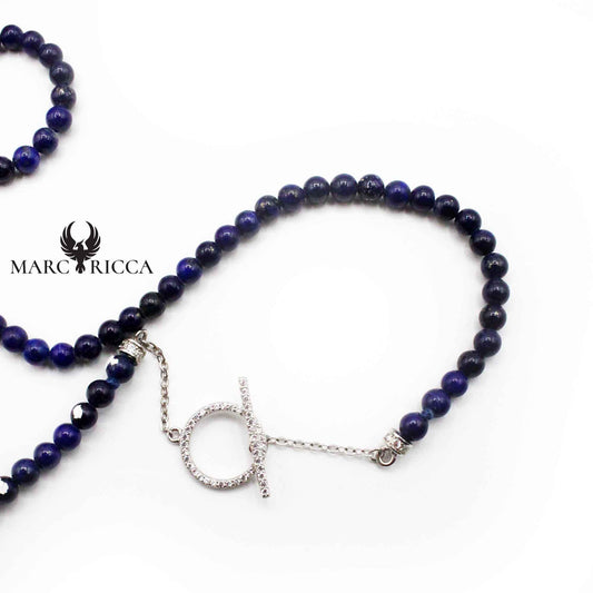 Collier Argent Perles 5 mm Lapis Lazuli
