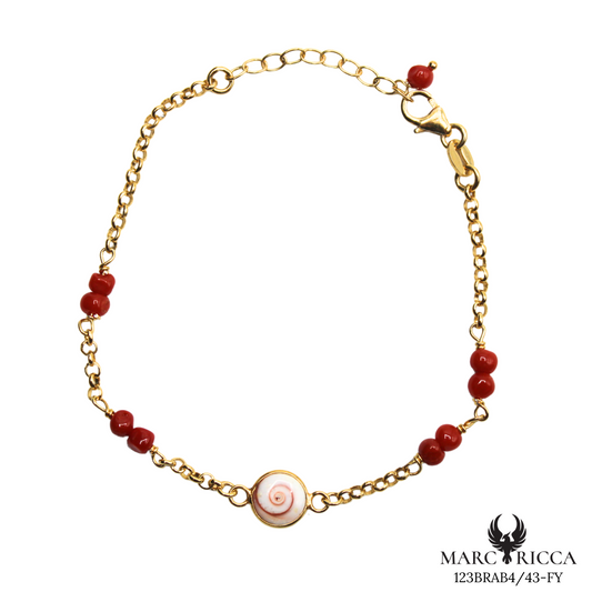 Bracelet Vermeil ou Argent, Corail Perle & Œil Sainte Lucie