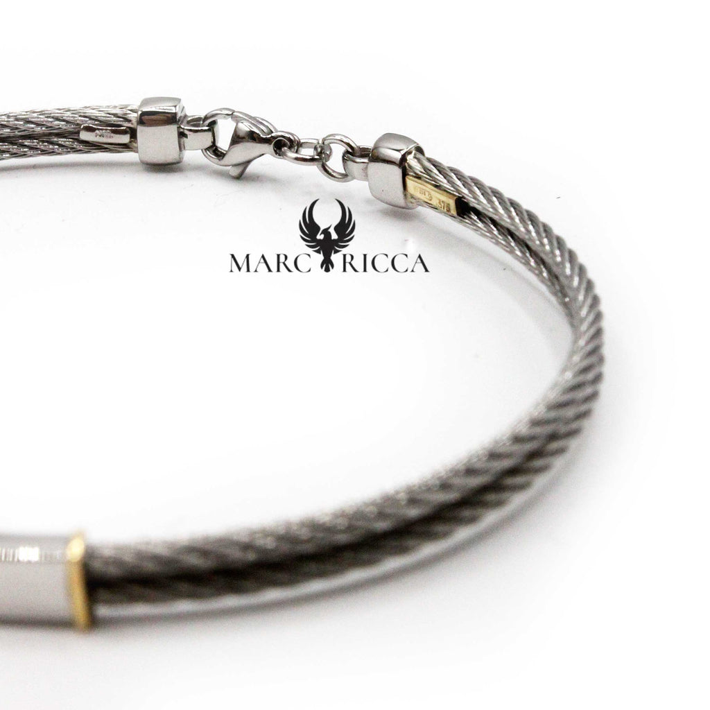 Bracelet Or 18 Carats & Acier avec Plaque