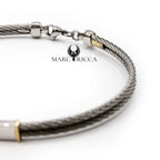 Bracelet Or 9 Carats & Acier avec Plaque