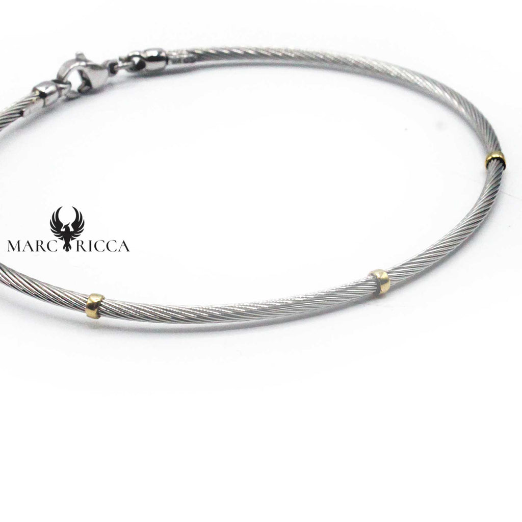 Bracelet Or 3 boules 9 Carats & Acier