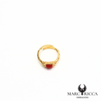 Bague en vermeil avec carré en corail et zirconium