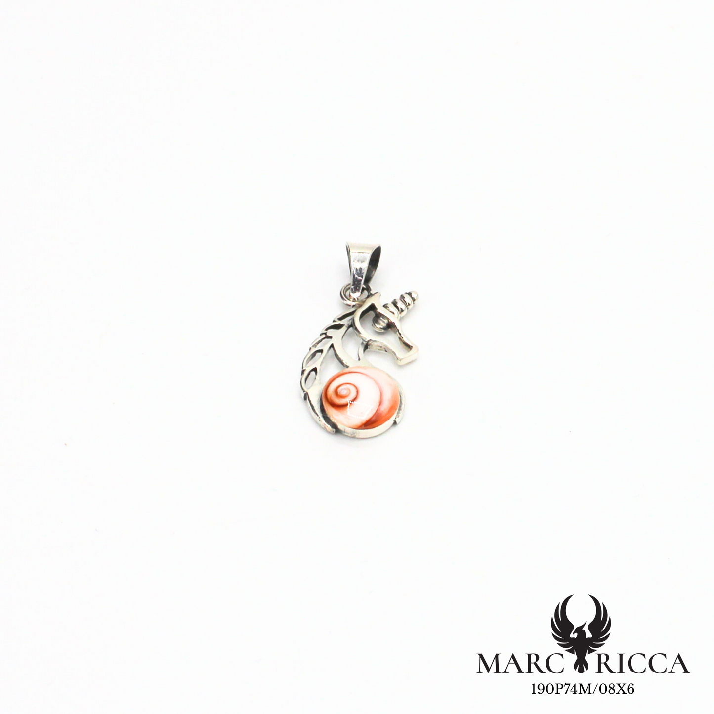 Pendentif licorne en vermeil ou argent avec œil de Sainte Lucie