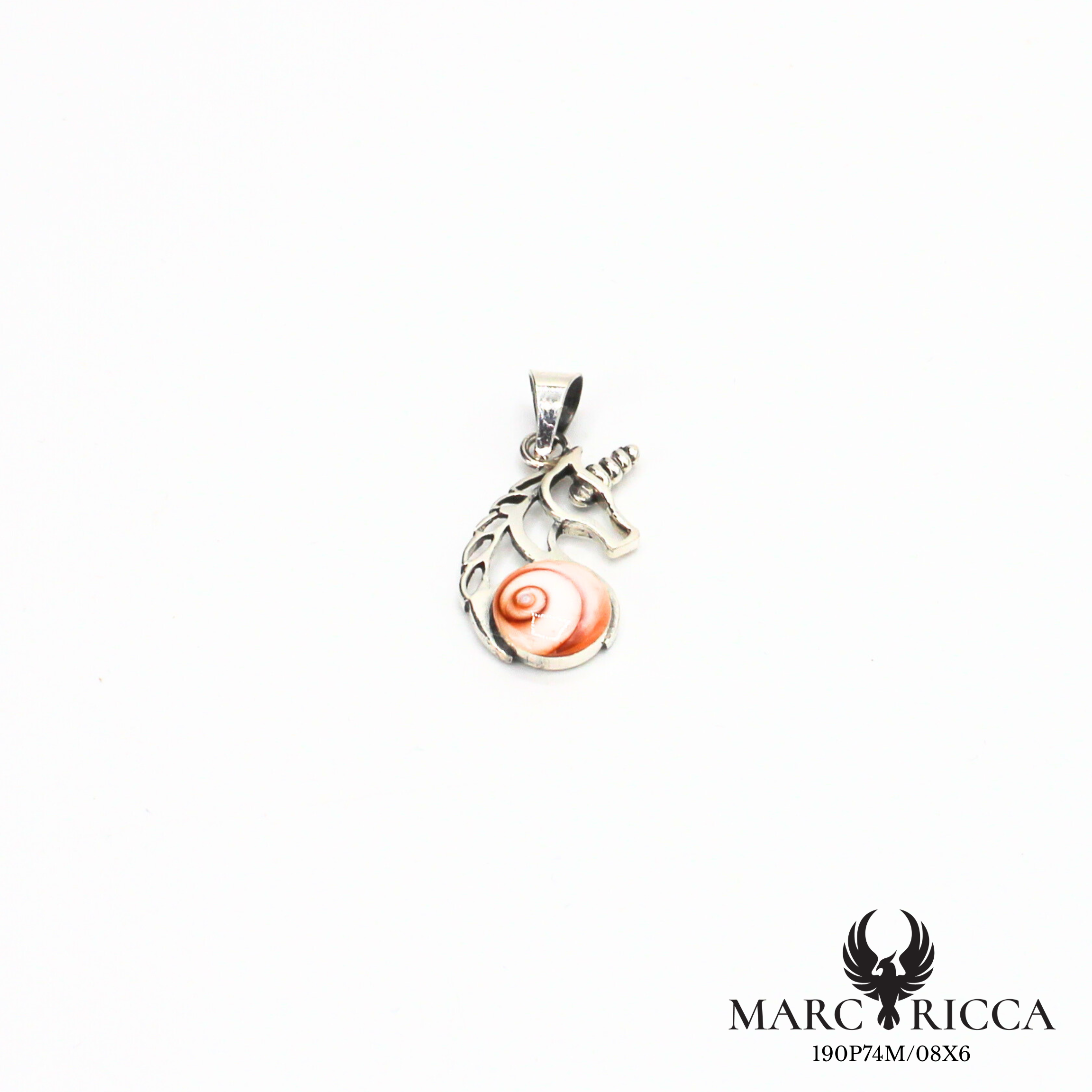Pendentif licorne en vermeil ou argent avec œil de Sainte Lucie
