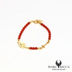 Bracelet perles de corail, croix & madone en vermeil