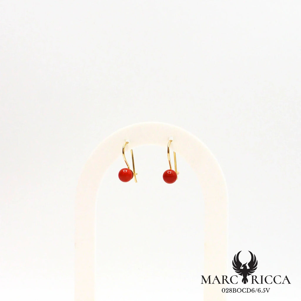 Boucles d'oreilles dormeuse avec boule en corail