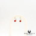 Boucles d'oreilles dormeuse avec boule en corail