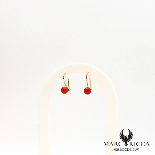 Boucles d'oreilles dormeuse avec boule en corail
