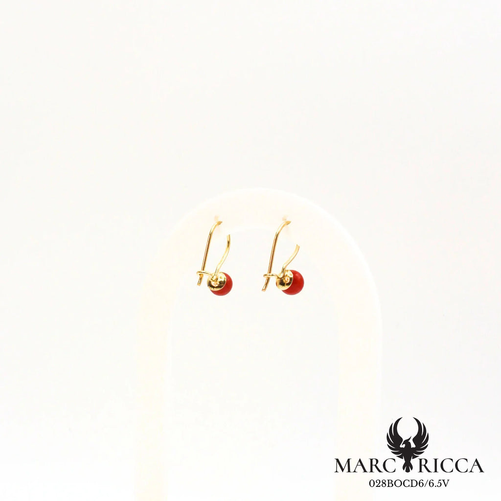 Boucles d'oreilles dormeuse avec boule en corail