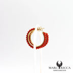 Boucles d'oreilles créoles perles de corail en vermeil