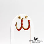 Boucles d'oreilles créoles perles de corail en vermeil
