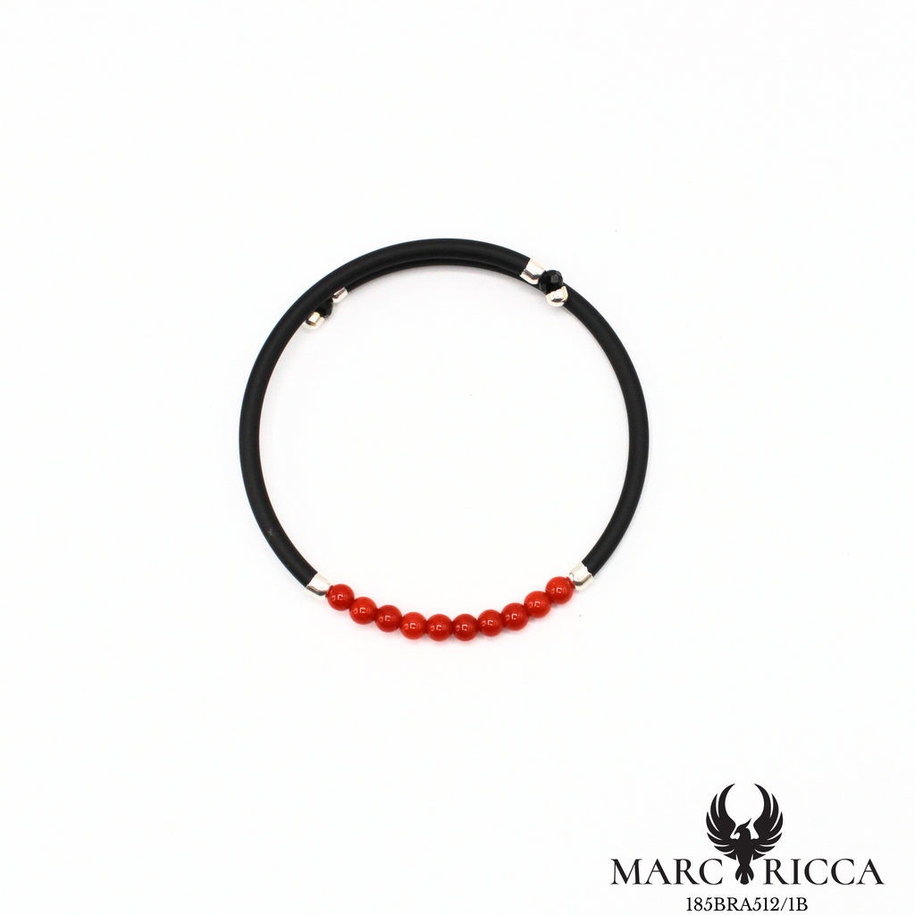 Bracelet jonc en caoutchouc avec perles de corail