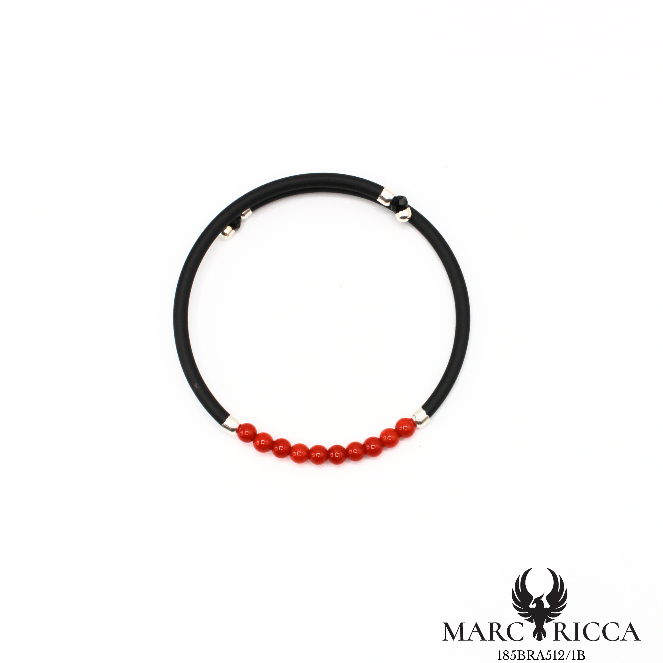 Bracelet jonc en caoutchouc avec perles de corail