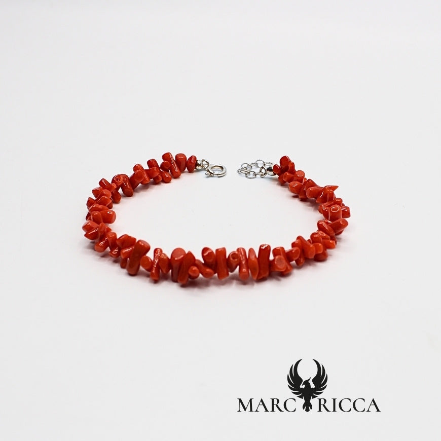 Bracelet Corail rouge Cupolino - Argent / Vermeil