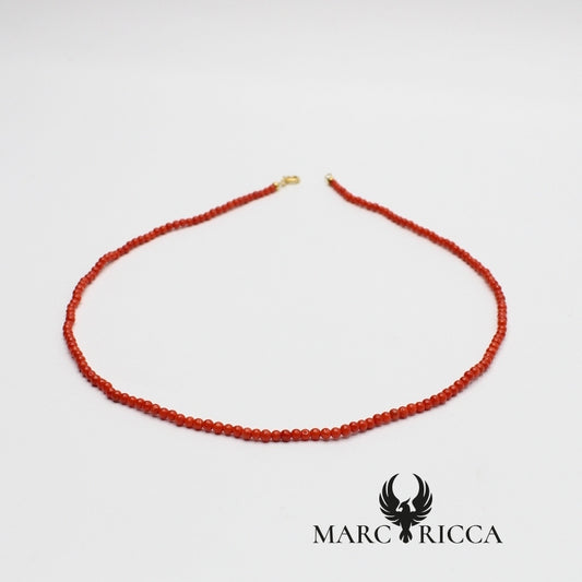 Collier perles de Corail rondes 3mm - Vermeil