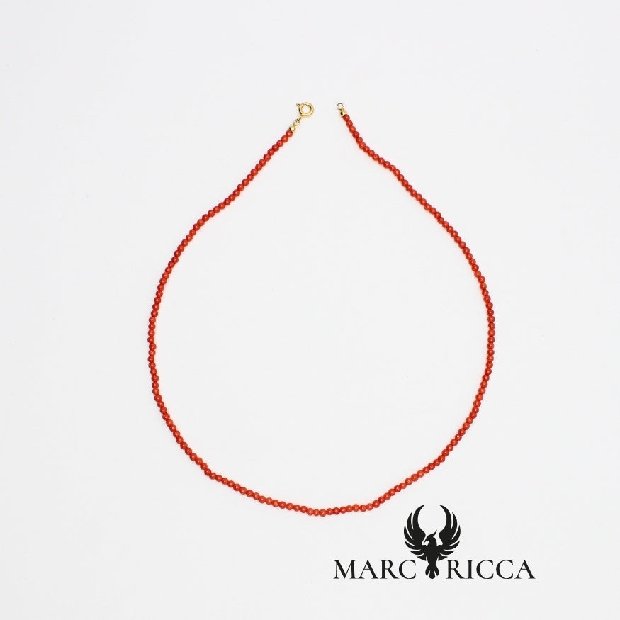 Collier perles de Corail rondes 3mm - Vermeil