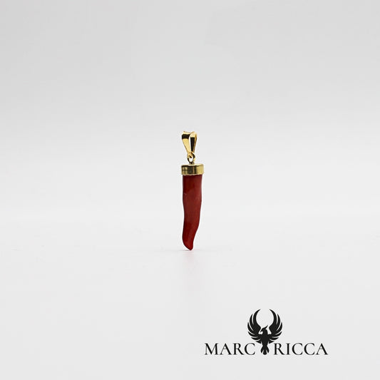 Pendentif Corne Corail Rouge - Argent ou Vermeil