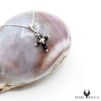 Pendentif Argent Croix Perles Lapis/Malachite/Onyx