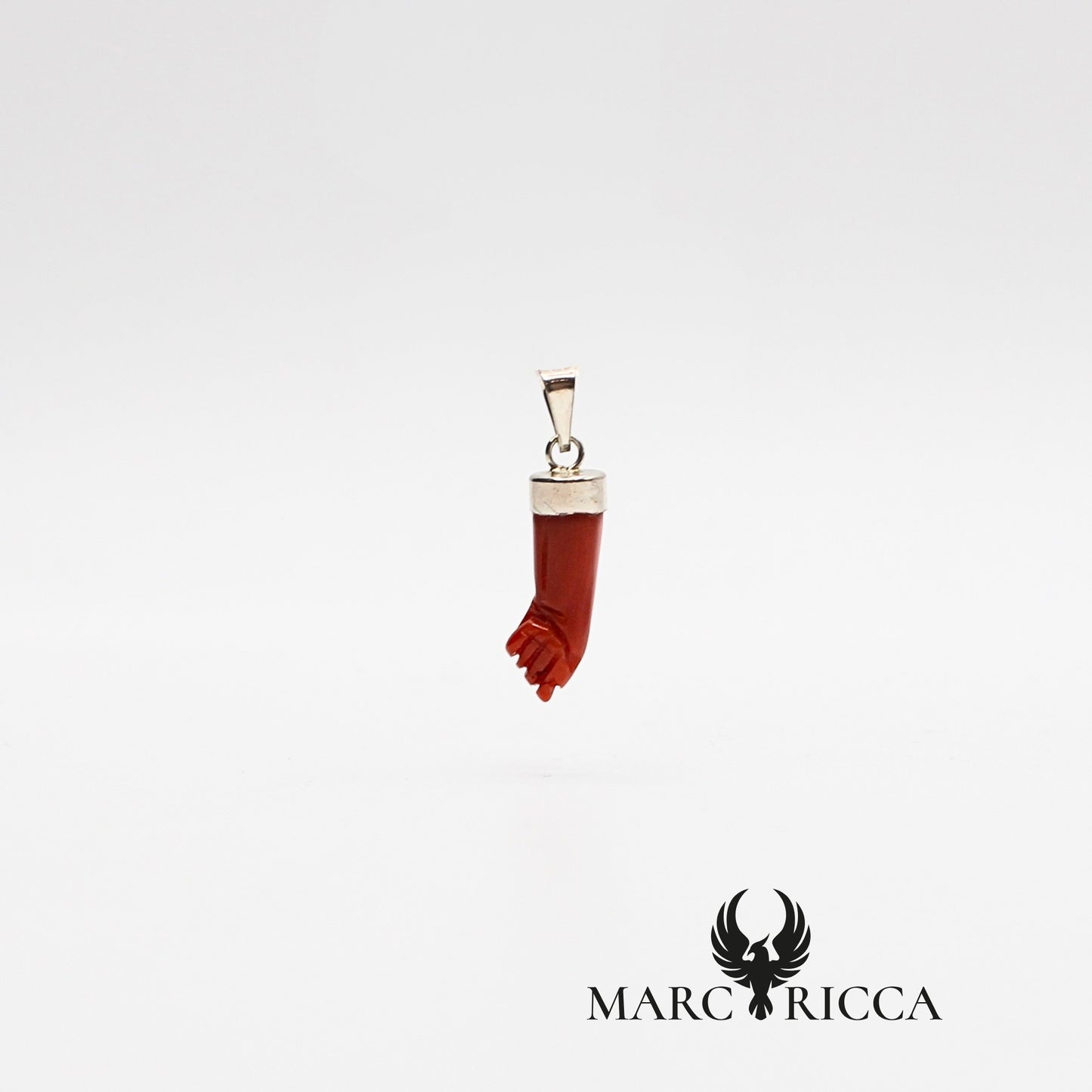 Pendentif main Corail rouge - Argent / Vermeil