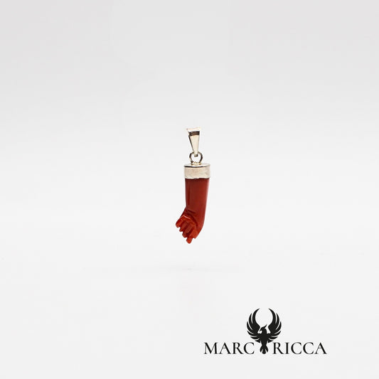 Pendentif main Corail rouge - Argent / Vermeil