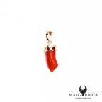 Pendentif Argent Main Festonné Corail Rouge