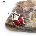 Pendentif Argent Scarabée en pâte de Corail