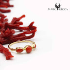 Bague Or Corail Triple Cabochon