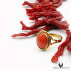 Bague Vermeil Corail Cabochon Ovale