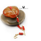Bracelet Or Tubes Corail Rouge