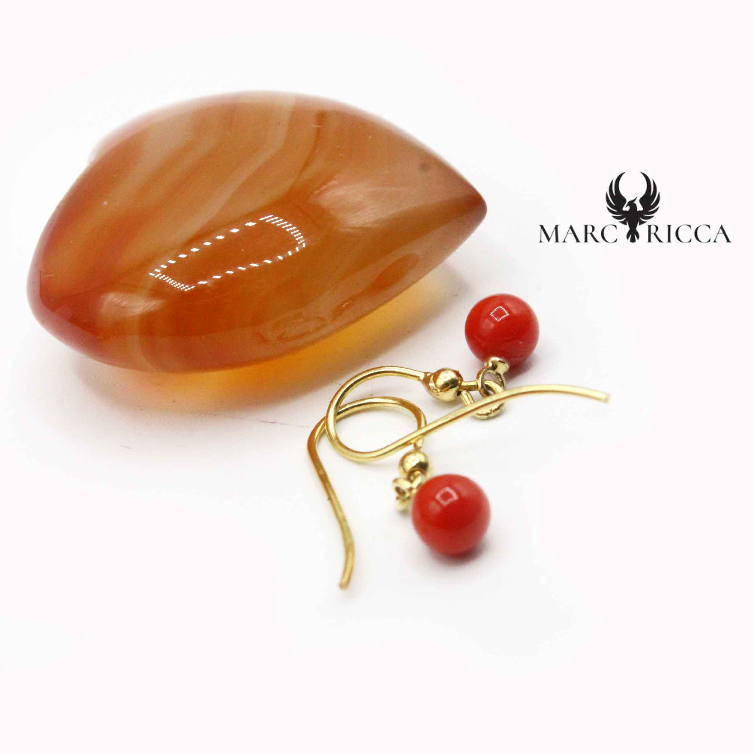 Boucles Or Boules en Corail