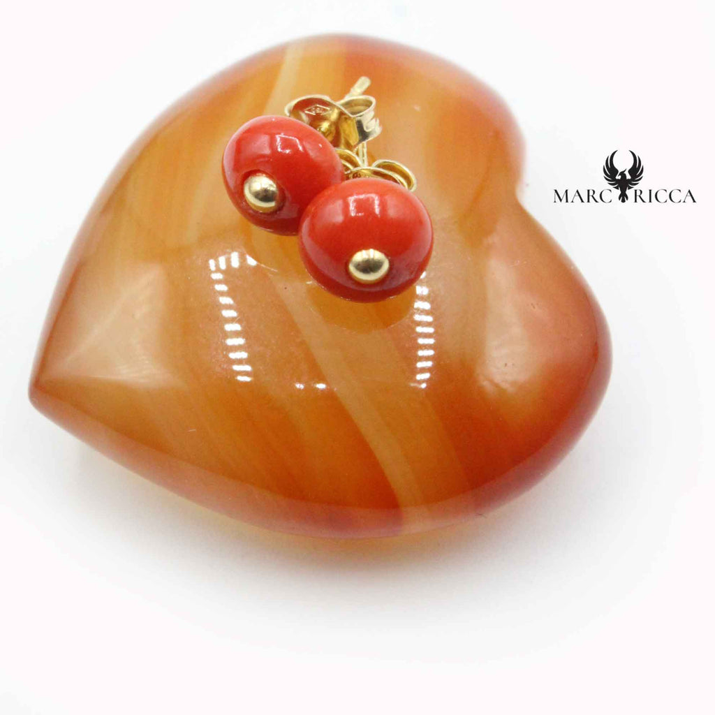 Boucles Or Boutons en Corail