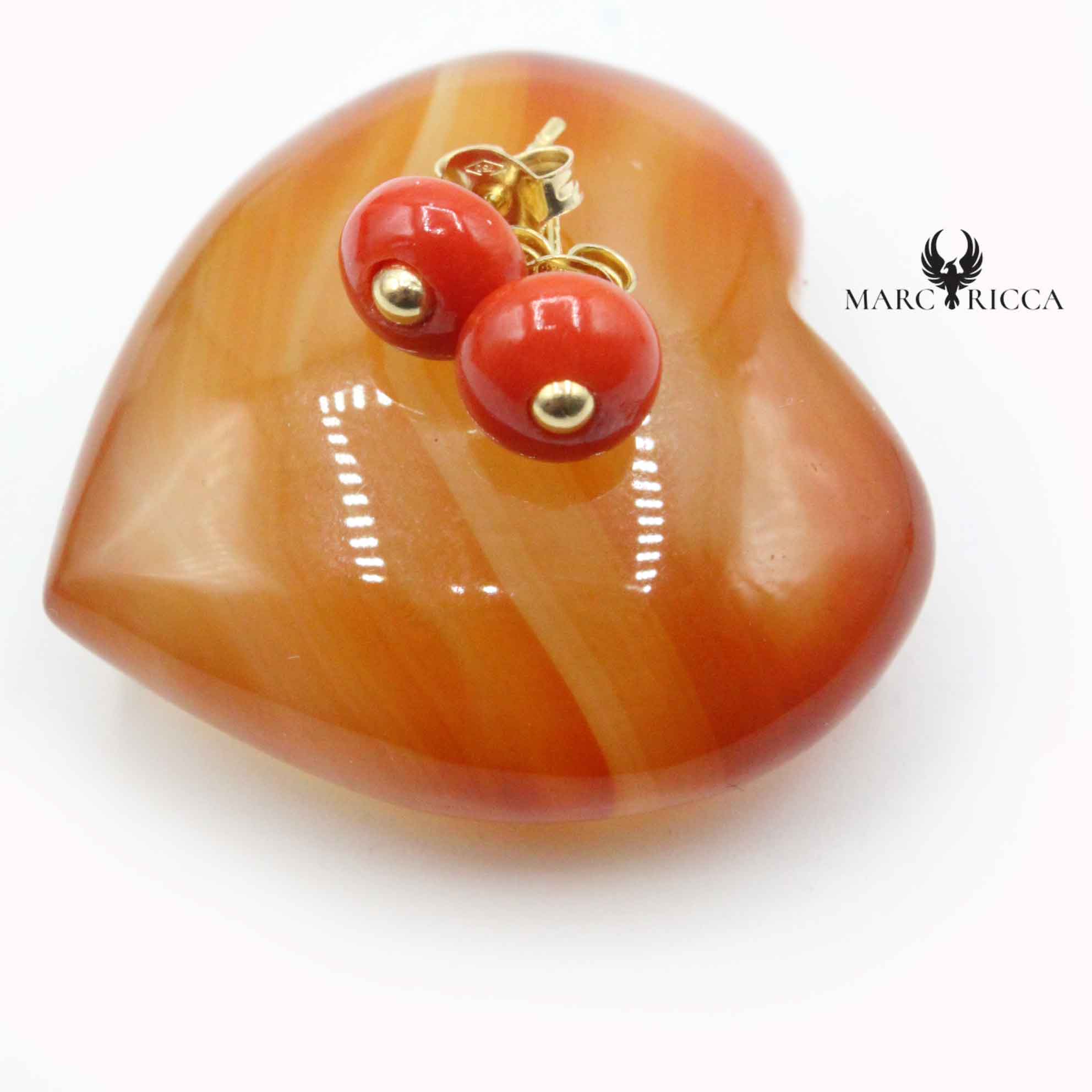 Boucles Or Boutons en Corail