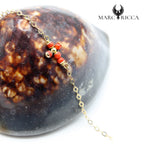 Bracelet Or Chainette Croix Corail
