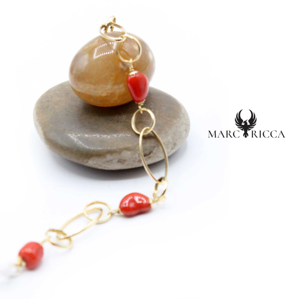 Bracelet Or Anneau & Corail