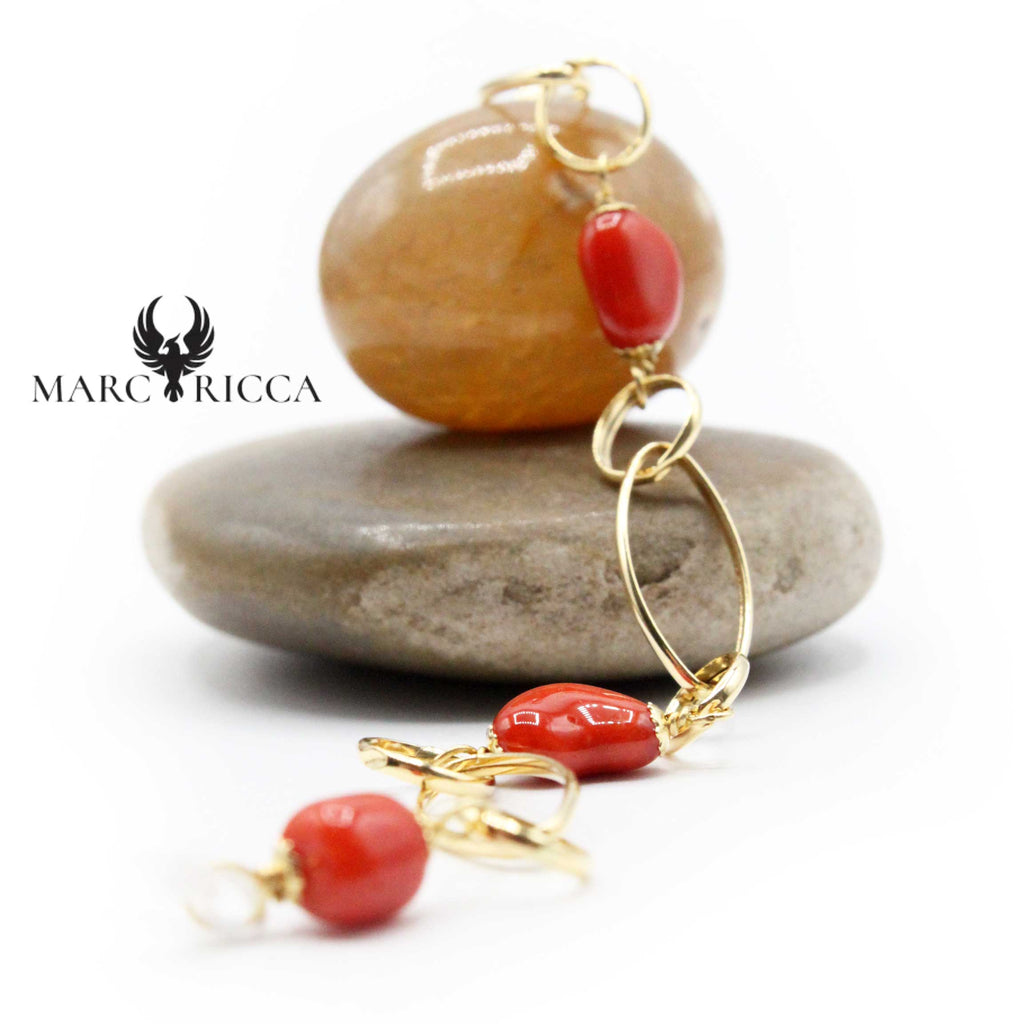 Bracelet Or Anneau & Corail