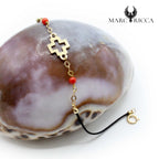 Bracelet Argent Croix, Or & Corail