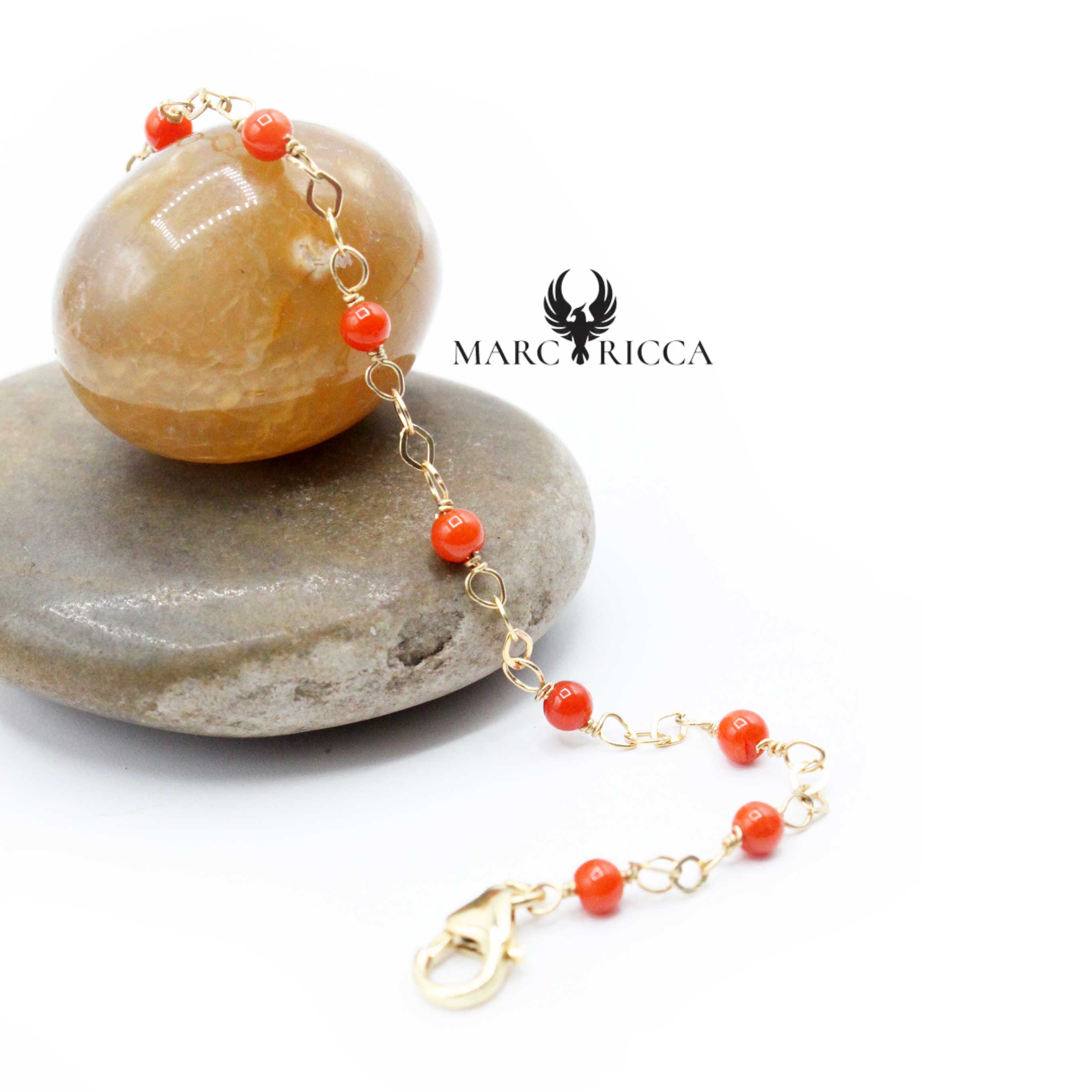 Bracelet Or Perles & Corail
