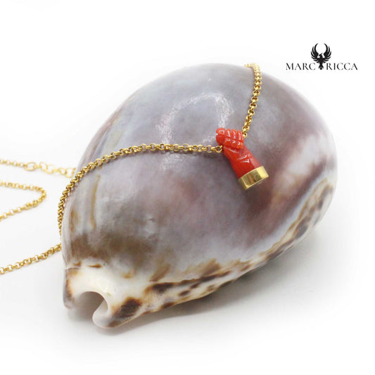 Collier Or Main Corail Rouge