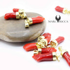 Pendentif Or Main en Corail Rouge