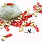 Pendentif Or Main en Corail Rouge