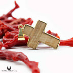 Pendentif Or Croix Corne ou Olivier 18 Carats