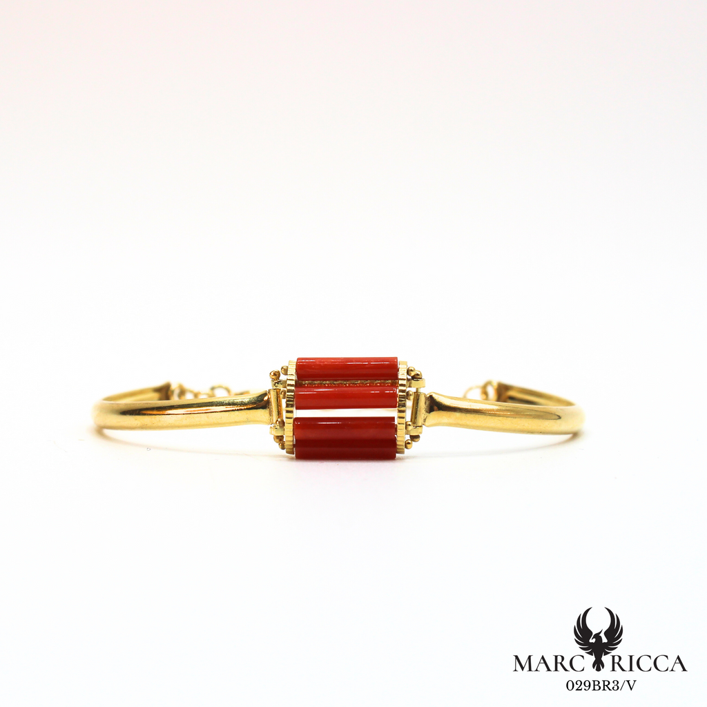 Bracelet vermeil Jonc tubes Corail