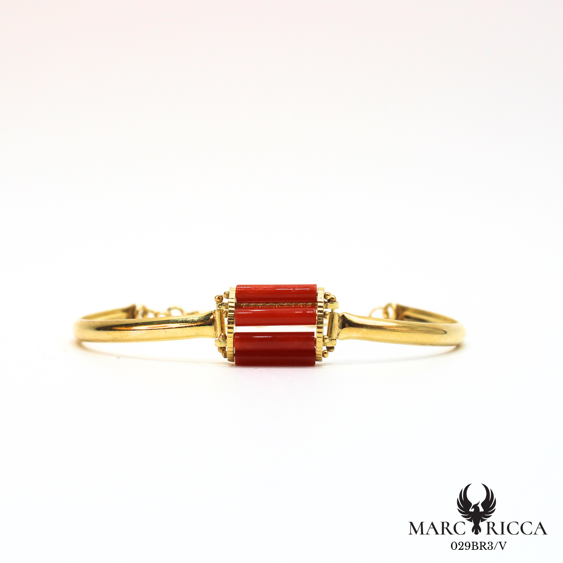 Bracelet vermeil Jonc tubes Corail