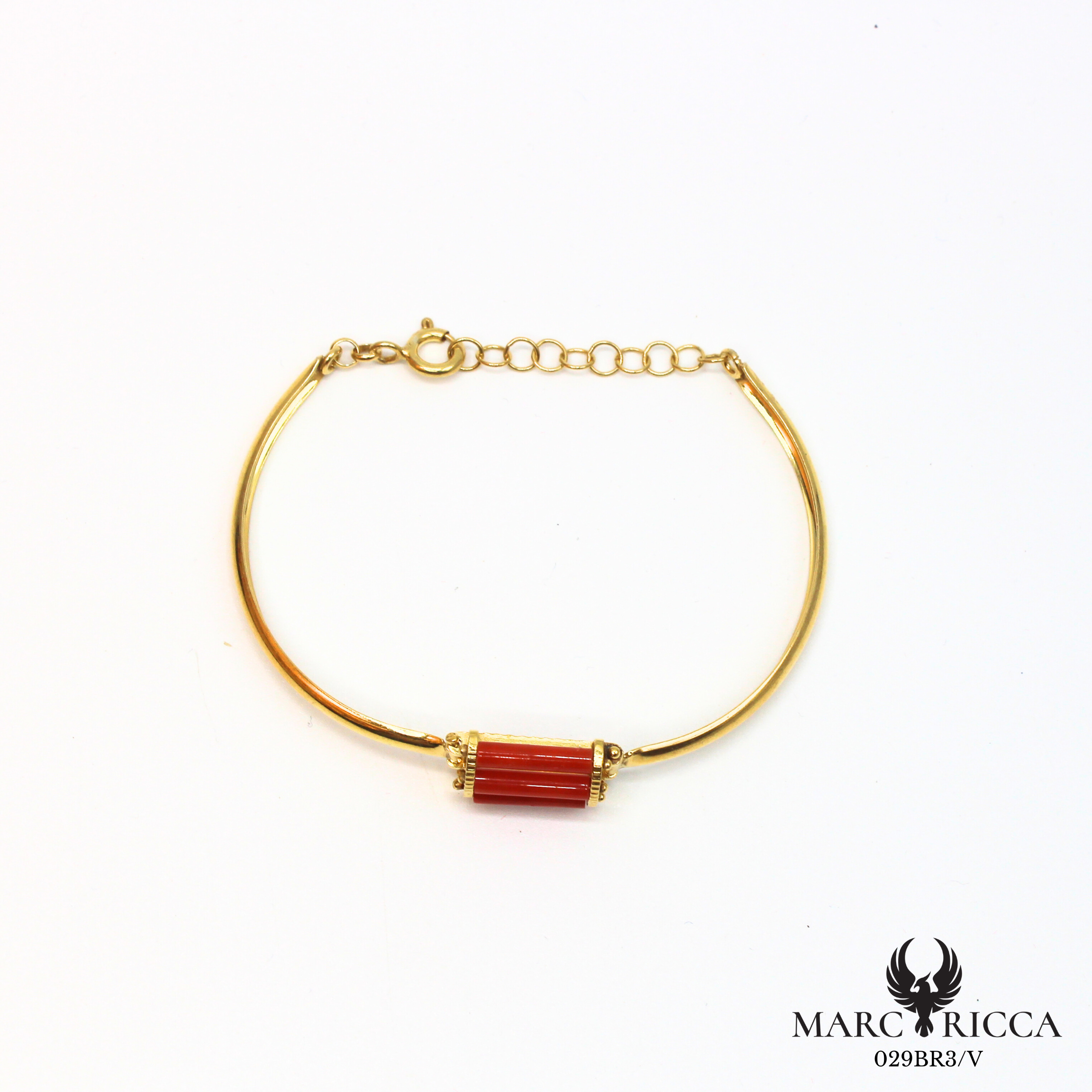 Bracelet vermeil Jonc tubes Corail
