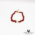Bracelet corail sassi avec perle d'eau douce en vermeil